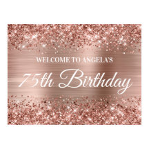 Rose Gold Glitter och Folie 75-årsfirande Välkomst