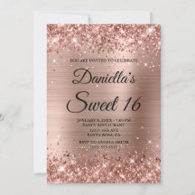 Rose Gold Glitter och Folie Sweet 16