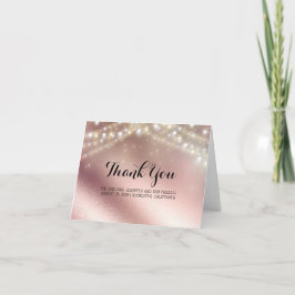 Rose Gold Glitter och Ljus Bröllop Tack Kort