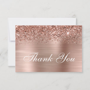 Rose Gold Glitter och Ombre Folie Tack Kort