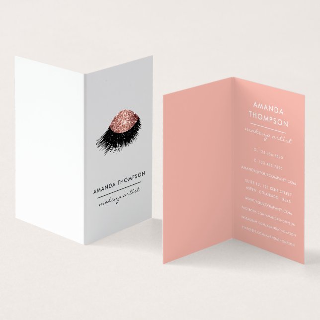 Rose Gold Glitter Öga Visitkort (In- och utsida)