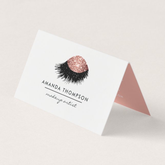 Rose Gold Glitter Öga Visitkort (Framsida)