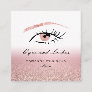 Rose Gold Glitter Ögon Bryn Ögonfransar Fyrkantigt Visitkort