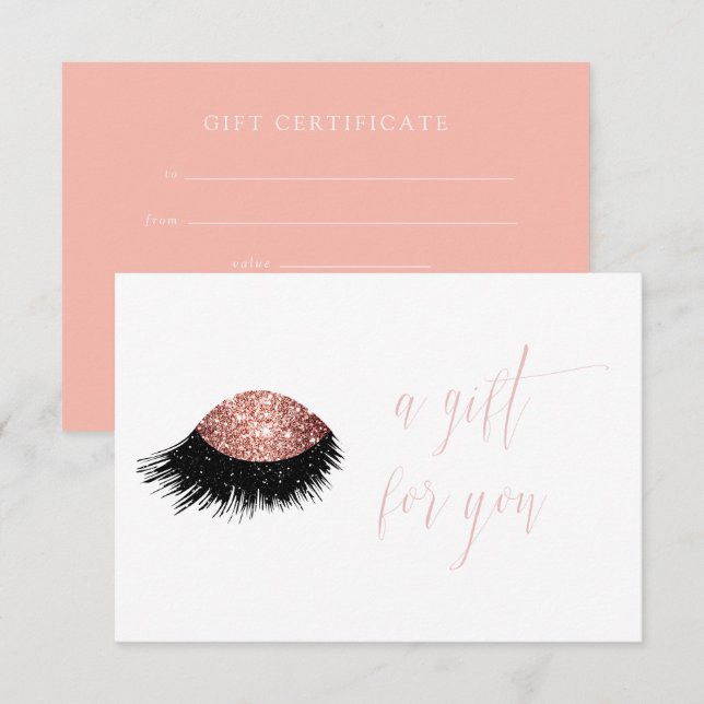 Rose Gold Glitter Ögon Gåvovoucher Inbjudningar (Fram/baksida)