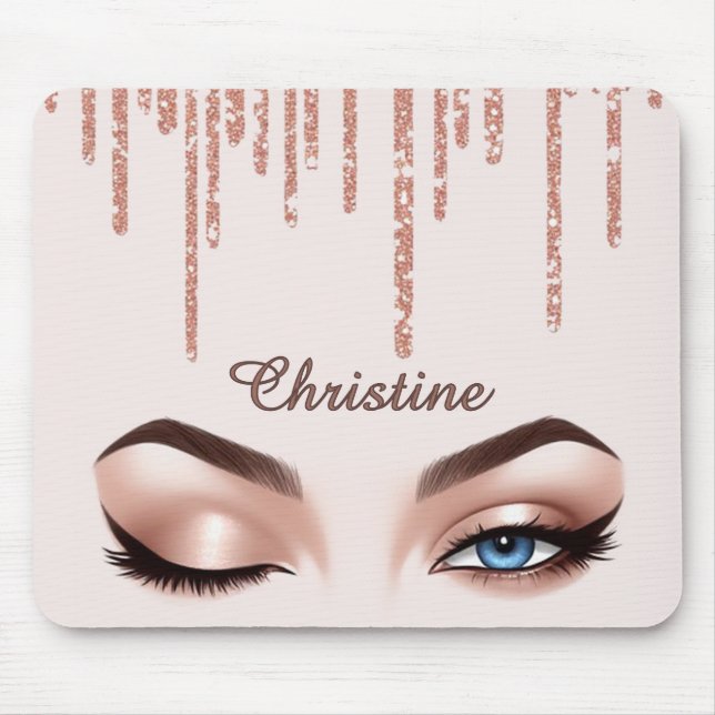 Rose Gold Glitter Ögonmakeup Underlägg för Skrivbo Musmatta (Framsidan)