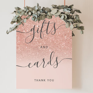 Rose gold glitter ombre rosafärgade bröllopsgåvor poster