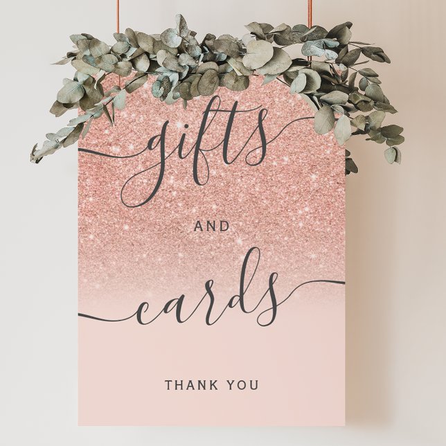 Rose gold glitter ombre rosafärgade bröllopsgåvor  poster (Rose gold glitter ombre blush wedding gifts cards poster)
