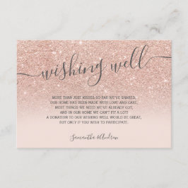 Rose gold glitter ombre rosaskrift önskar välgång tilläggskort