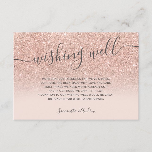 Rose gold glitter ombre rosaskrift önskar välgång tilläggskort (Framsida)