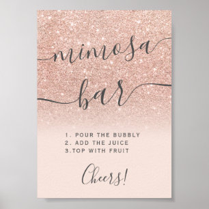 Rose gold glitter ombre rosé mimosabar poster