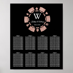 Rose Gold Glitter Poker Chip Casino Bröllop Poster