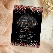 Rose Gold Glitter Princess Quinceañera Födelsedag