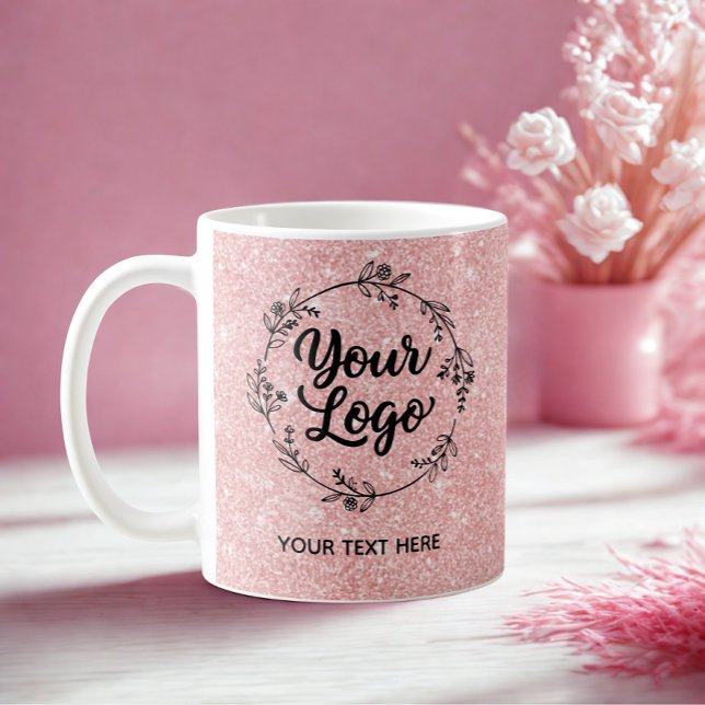 Rose Gold Glitter QR Code Website Marketing Kaffemugg (Skapare uppladdad)