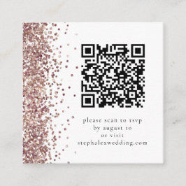 Rose Gold Glitter QR-kod RSVP Bröllop Tilläggskort