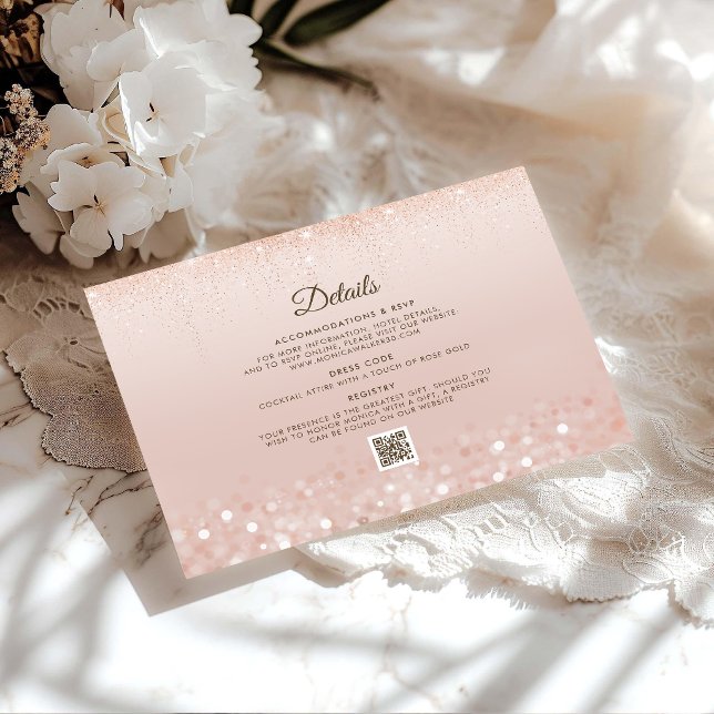 Rose Gold Glitter Quinceañera Tilläggskort (Rose Gold Glitter Quinceañera Enclosure Card)
