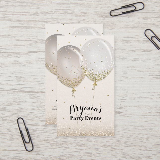 Rose Gold & Glitter Rosa Rodnad Party Event Planne Visitkort (Fram/Back In Situ)