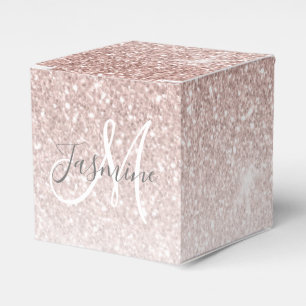 Rose Gold Glitter Rouge Initial Bröllopsdusch Presentaskar