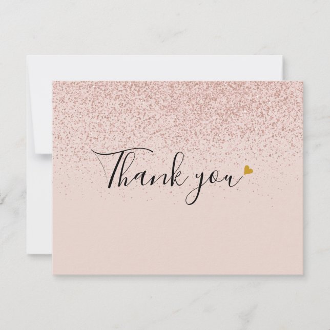 Rose Gold Glitter Script Affärsbrev tackkort Tack Kort (Framsida)