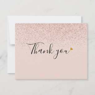 Rose Gold Glitter Script Affärsbrev tackkort Tack Kort