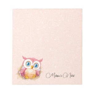 Rose Gold Glitter Söt Ugglan Lägg Till Namn Anteckningsblock