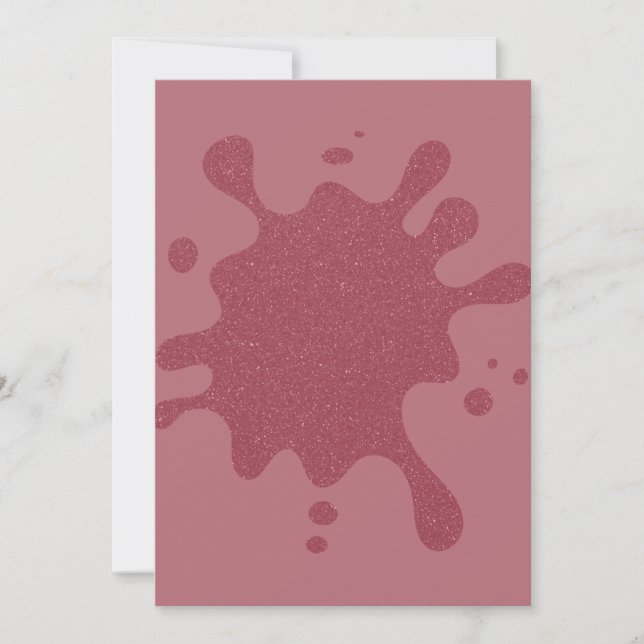 Rose Gold Glitter Splash Inbjudan Anpassad (Framsida)