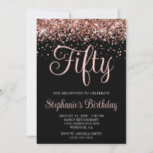 Rose Gold Glitter Svart 50-årsdag