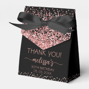 Rose Gold Glitter Svart Födelsedags Tacksamhet Presentaskar