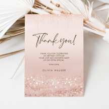 Rose Gold Glitter Sweet 16 Födelsedag Tacksamhetsk