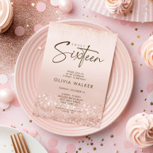 Rose Gold Glitter Sweet 16 Födelsedagsfest