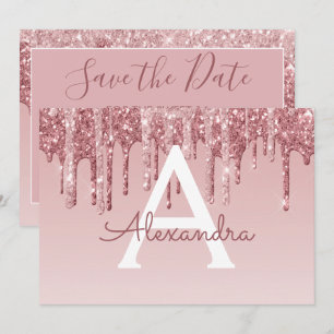 Rose Gold Glitter Sweet 16 Spara datum Inbjudningar