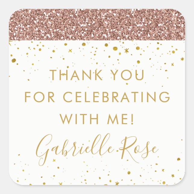 Rose Gold Glitter Tack För Tacksamt För Märke Klis (Framsida)