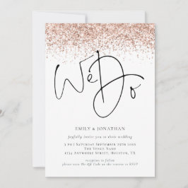 Rose Gold Glitter Vi Gör QR Bröllop Inbjudningar