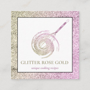 Rose Gold Glitter Visp Glitter Bageri Konditori Fyrkantigt Visitkort
