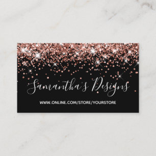 Rose Gold Glitter Webbshop Svart Visitkort