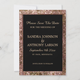 Rose Gold Glitter Wedding Save The Date Spara Datumet