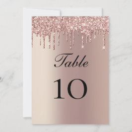 Rose Gold Glitterdroppar Bröllopsbord Platt Kort
