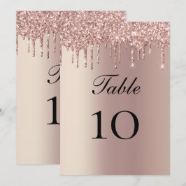 Rose Gold Glitterdroppar Bröllopsbord Platt Kort