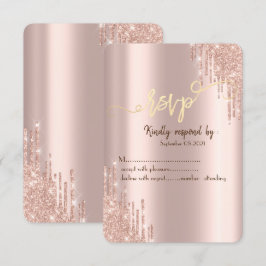 Rose Gold Glitterdroppar Guld RSVP Inbjudningar