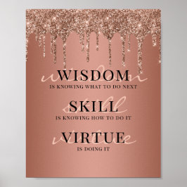 Rose Gold Glitterdroppar Motivationscitat Poster