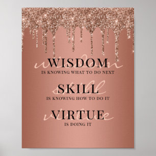 Rose Gold Glitterdroppar Motivationscitat Poster