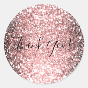 Rose Gold Glitterljus Glitter Gnistrande Sweet 16 Runt Klistermärke