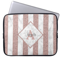 Rose Gold Glitterränder Marmor Monogram Skrift