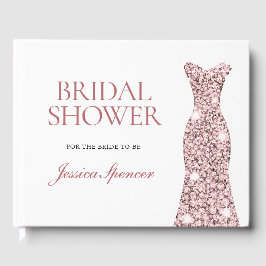 Rose Gold Glittrande Bröllopsduschklänning Gästböcker