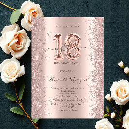 Rose Gold Glittrande Diamanter 18-årsdag Inbjudningar