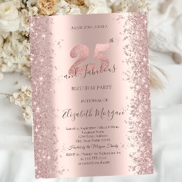 Rose Gold Glittrande Diamanter 25-årsdag Inbjudningar