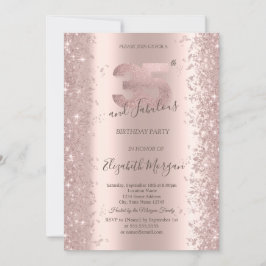 Rose Gold Glittrande Diamanter 35-årsdag Inbjudningar