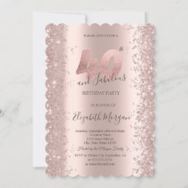 Rose Gold Glittrande Diamanter 40-årsdag Inbjudningar