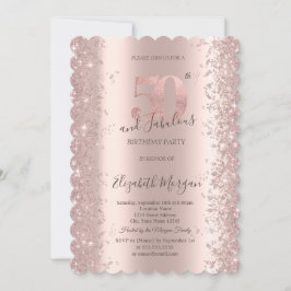 Rose Gold Glittrande Diamanter 50-årsdag Inbjudningar
