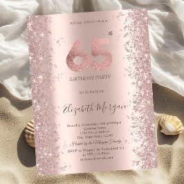 Rose Gold Glittrande Diamanter 65-årsdag Inbjudningar