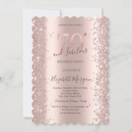 Rose Gold Glittrande Diamanter 70-årsdag Inbjudningar